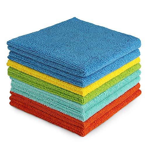 AIDEA Microfiber Cleaning Cloths-8PK, All-Purpose Cleaning Towels, Soft Absorbent Cleaning Rags, Lint Free Dusting Cloth for House, Kitchen, Car, Window, Gifts(12in.x 12in.)