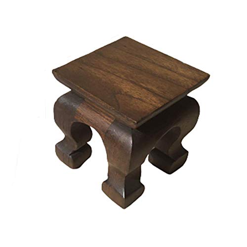 CoziNest Mini Table Buddha Statue Stand Worship Pedestal Furniture Display Stand Wooden Square Shape Solid Thai Teak Wood Base Holder for Small Little Things Statues Items (W3 x D3 x H3.5)