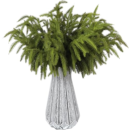 Artgar 12PCS Pine Branches, 18 Inch Artificial Pine Branches Green Pine Stems Real Touch Pine Branches Xmas Greening Pine Branches for DIY Flower Arrangement Home Indoor Outdoor Christmas Decoration