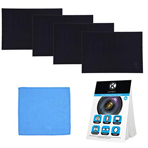 CamKix Microfiber Cover Cloth Cleaning Set - Compatible with Apple MacBook Pro (15-16”) - 4X Keyboard Liner Cloth, 1x Double Sided Cloth and 1 x Lens Cleaning Paper Tissue Booklet