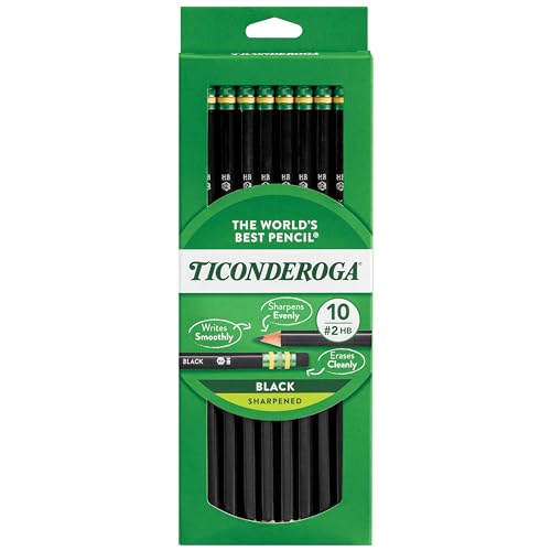 Ticonderoga Wood-Cased Pencils, Pre-Sharpened, 2 HB Soft, Black, 10 Count, 6 Packs, 60 Total Pencils