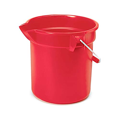 Rubbermaid Commercial Products 2.5 Gallon Brute Heavy-Duty, Corrosive-Resistant, Round Bucket, Red FG296300RED