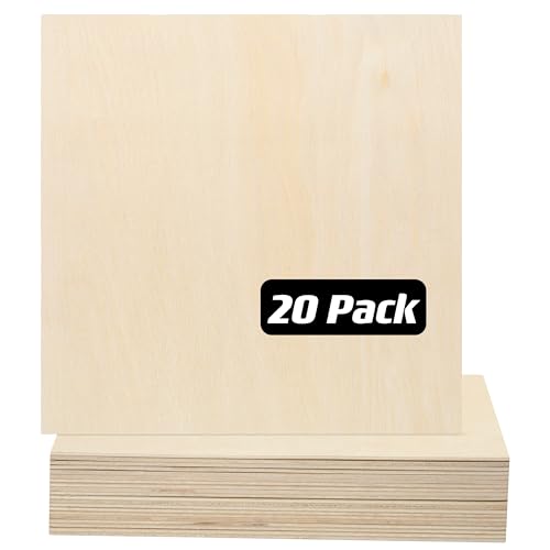Baltic Birch Plywood - 1/8 Inch Thickness - 12" x 12" Square Wood Sheets - Pack of 20