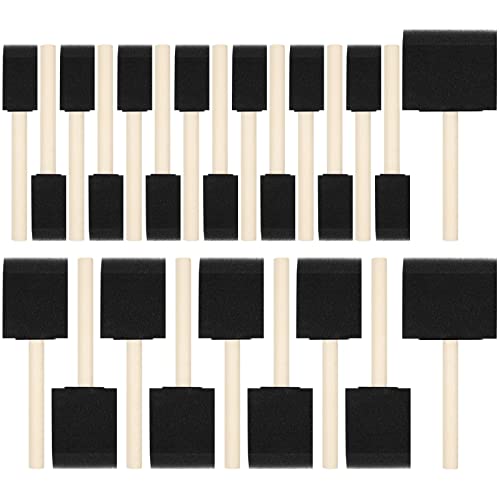 24 Pcs Foam Paint Brushes, Wood Handle Sponge Brushes for Painting, Staining, Varnishes, and DIY Craft Projects (1'', 2'' and 3'')