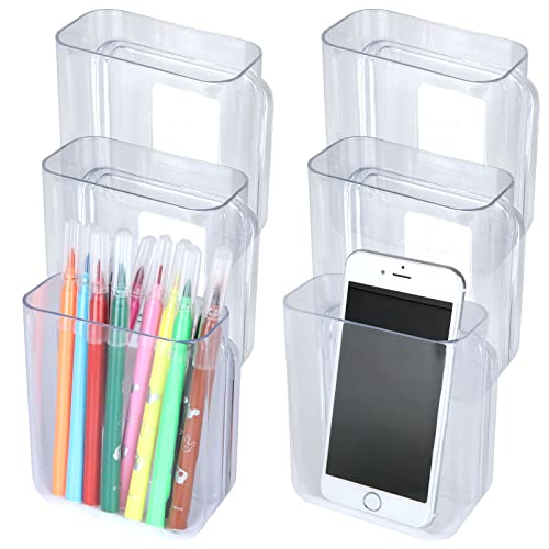 6Pack Plastic Wall Folders, Acrylic Single Pocket Wall Mount File Holder, Clear Hanging Wall File Organizer for Office Home, 4” x 4.7” x 2”
