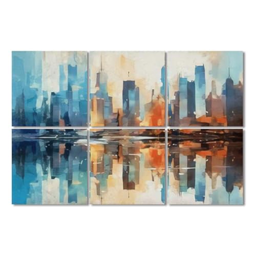 Acrylic Cityscape Art Acoustic Panels - 6 Pack