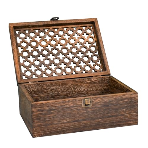 Adorabby Wooden Decorative Storage Box - Large Rustic Trellis Design