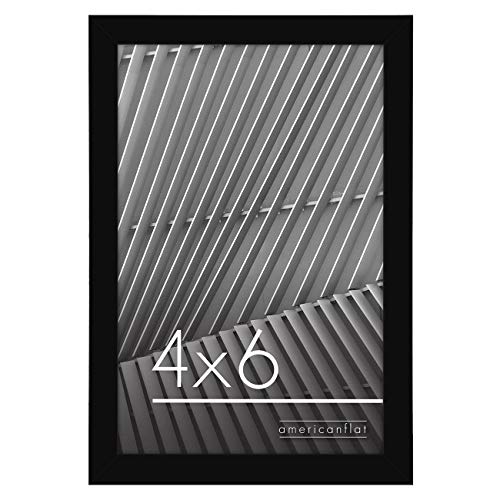 Americanflat 4x6 Picture Frame in Black - Thin Border Photo Frame with Shatter-Resistant Glass, Hanging Hardware, and Built-in Easel for Horizontal or Vertical Display Formats for Wall or Tabletop