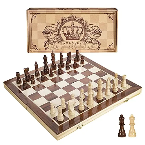 Experience the Amerous Magnetic Wooden Chess Set!