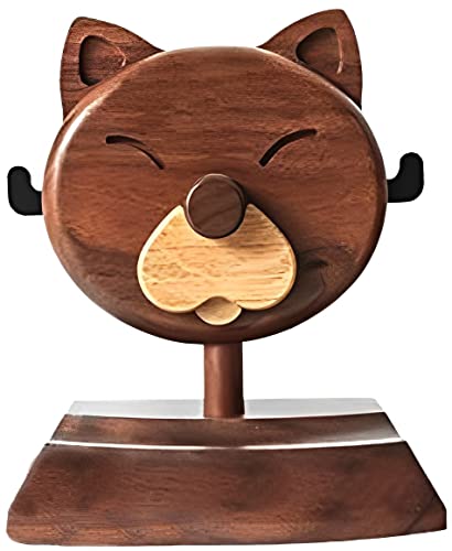 Artistic ™ - Handmade Wooden Spectacle Holder Eyeglass Holder Cat Display Stand, Home Office Desk Decor Accessories (Dark Wood Color) (Dark Wood)