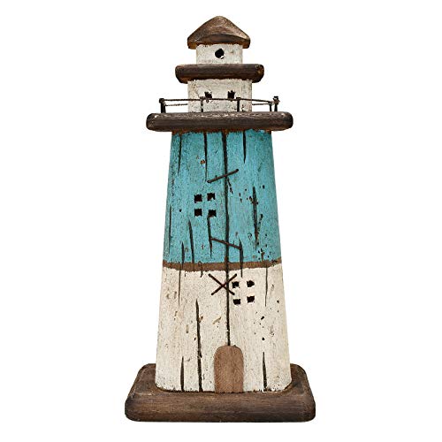 Attraction Design Wooden Lighthouse Decor, Decorative Nautical Lighthouse Rustic Ocean Sea Beach Themed Lighthouse Decoration, Handcrafted Tabletop Nautical Themed Home Decor Bathroom Decor (13“H)