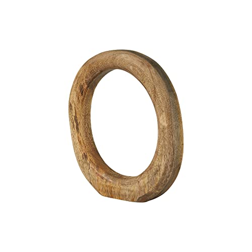 Creative Co-Op Modern Decorative Carved Wood Standing Circle, Natural Décor