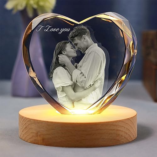 Crystal Picture Frames, Birthday Gifts For Women, Men, Mom, Dad, Personalized Anniversary Wedding Memorial Gifts For Couples, Crystal Photo Customized Gifts For Her, Him, Boyfriend, Girlfriend