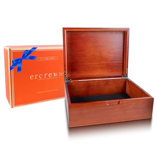 e.r. crew box co. Old World Large Box with Hinged Lid Wood Storage Box with Lid Wooden Keepsake Decorative Boxes with Lids Wedding Keepsake Box Memory Box for Keepsakes…