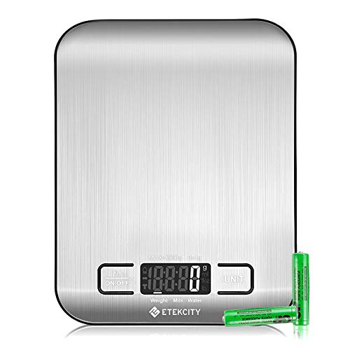 Etekcity Food Scale, Digital Kitchen Scale, 304 Stainless Steel, Weight in Grams and Ounces for Baking, Cooking, and Meal Prep, LCD Display, Medium