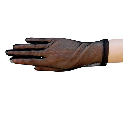 Ethereal Elegance Sheer Wrist Length Gloves, Black
