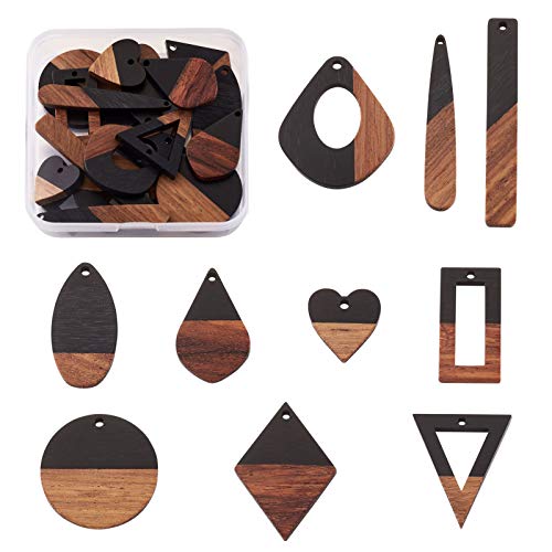 FASHEWELRY Resin Wood Pendants - 10 Styles