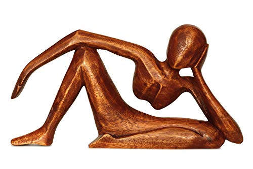 G6 Collection 12" Abstract Sculpture Wooden Handmade Handcrafted Art - Relaxing Man - Statue Home Decor Decorative Figurine Accent Decoration Hand Carved Relaxing