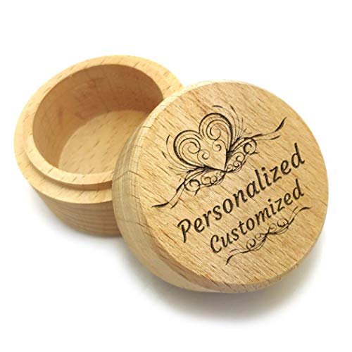 Hometu Custom Engraved Wood Exquisite Ring Box Necklace Earrings Case Free Customized Text Wooden Jewelry Storage Gift Box for Boyfriend Girlfriend