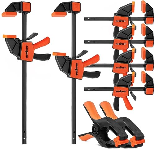 HORUSDY 8-Pack Bar Clamps for Woodworking, 12" and 6" Bar Clamps, Wood Working Clamps Sets, Quick Clamps F Clamp with 150 LBS Load Limit (8-Pack Wood Clamps)