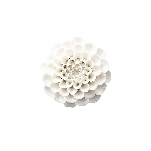 Insiswiner Handcrafted Ceramic Flowers Sculpture Home Hanging 3D Wall Art Decor Decoration White 3.15"