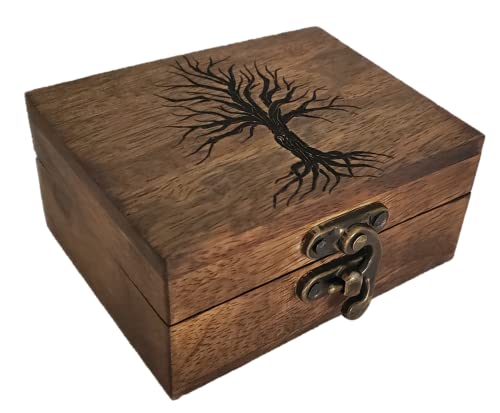 JB&C Tree of Life Engraved Wooden Jewelry Box