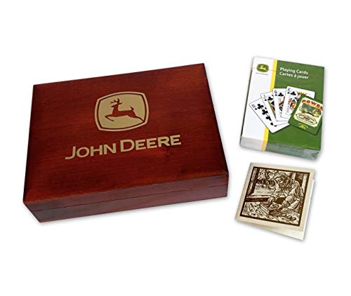 John Deere Vintage Collectible Licensed Playing Card Wooden Box with Playing Cards Gift Set - Unique Masterpiece Made in Poland