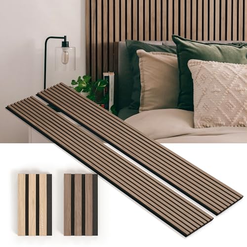 Kansoware Two Acoustic Wood Wall Veneer Slat Panels - Walnut | 94.49 x 12.6" Each | 16.54 sq ft. Coverage | Use for Soundproof Paneling, Interior Design, Outdoor Space, Van Restorations