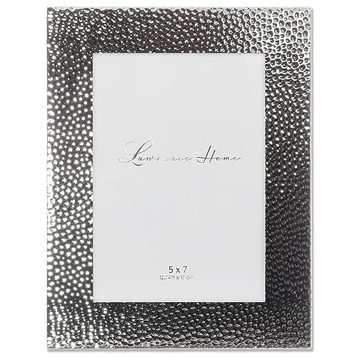 Lawrence Frames Hammered Polished Metal Picture Frame, 5x7, Silver