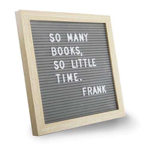 Letter Board by Crystal Lemon, Felt Letter Board, 10x10 Inches, Changeable Wooden Message Board Sign, Wood Frame, Wall Mount, Free Standing(Gray)