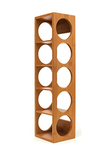 Lipper International 8305 Bamboo Wood Stackable 5-Bottle Wine Rack, 20-3/4" x 5-3/8" x 4-3/4"