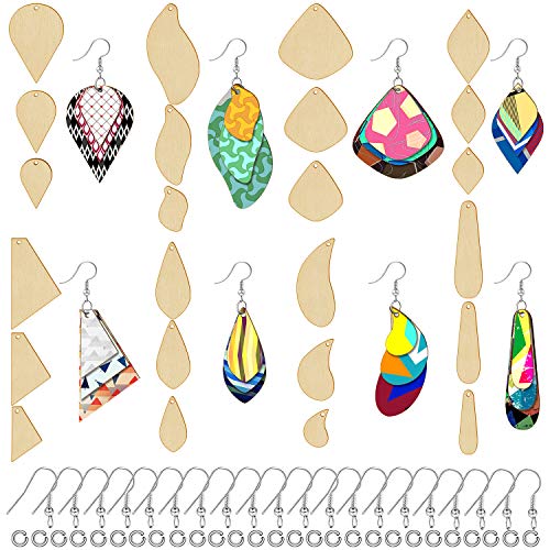 Natural Wood Earring Craft Kit - 48 Pieces