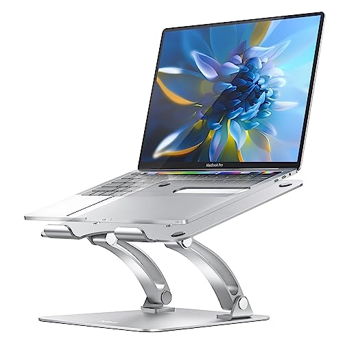Nulaxy Adjustable Laptop Stand, Ergonomic Laptop Riser with Heat-Vent, Aluminum Laptop Stand for Desk Compatible with 10-17" Up to 22 Lbs Laptop, MacBook Air Pro, Dell XPS, HP, Silver