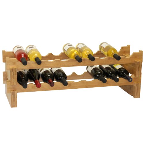 Oceanstar 18-Bottle Stackable Bamboo Wine Rack