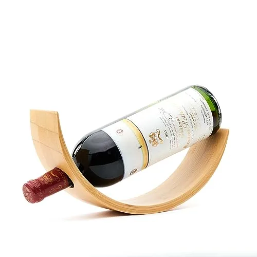 Ohbee Kitchen Wine Bottle Rack - Bamboo Single Bottle Self Balancing Holder Elevate Your Space with The Organic Bamboo Wine Holder