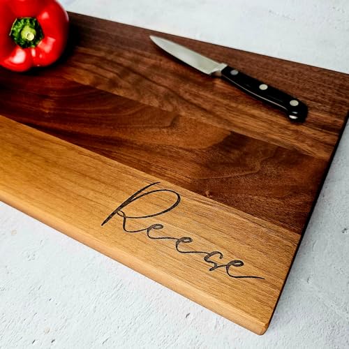 Personalized Engraved Wood Cutting Board - 9 Designs and 3 Wood Types - Made in the USA - Custom Wedding Gift, Anniversary Gift, Housewarming Gift, Gift for Mom or Dad, House Closing Gift (Design #4)