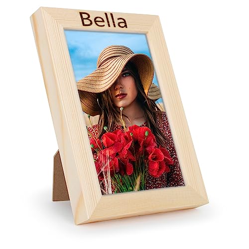 Personalized Wooden Picture Frames 4x6 in - Light Wood Vintage Picture Frames - Custom Rustic Wood Photo Frames for Wall and Desktop Display - Customized 4x6 Picture Frame Gift