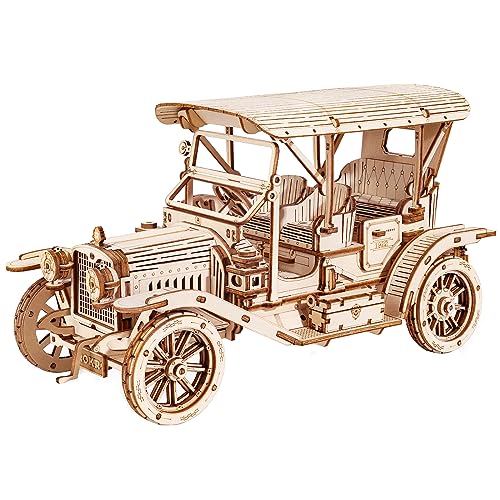 ROKR 3D Wooden Puzzle Model Car Kits to Build for Adults, 1:15 Scale Vintage Car Model Building Kit 298pcs Wood Craft Hobby Gift for Teens Men Women Christmas