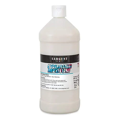 Sargent Art Pouring Acrylic Medium 32 oz, Pouring Medium, Gloss Resin Finish, Quick Drying, Water Resistant, Non Yellowing, Random color