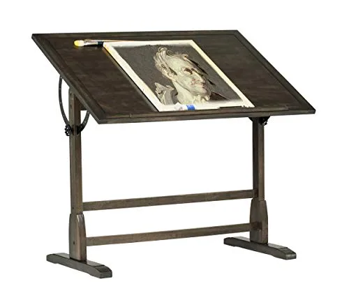 SD STUDIO DESIGNS 42" Vintage Wood Drawing/Drafting Table W, Adj Tilting Top, Distressed Black