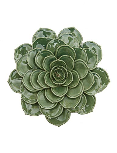 SEINHIJO Ceramic Flower Wall Decor 3D Wall Art Sculpture Home Gifts Modern Arts Green Crafts 6.7inch