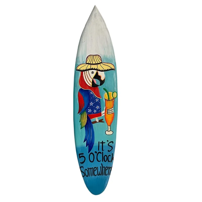 Shoreline Elegance - Stunning Handcrafted Parrot Surfboard - Exceptional Wooden Artistry