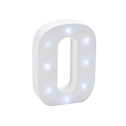 Simply Elegant White Marquee LED Wooden Freestanding Number (0) for Party Home Bar Wedding Decor, Alphabet Wall Decoration Letter Lights