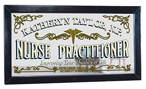 THOUSAND OAKS BARREL Personalized Bar Signs for Nurse Practitioner Home, Clinic & Hospital - Custom Bar Mirror Decor with Wooden Frame - Made from Premium Quality Oak Wood - 26" x 14"