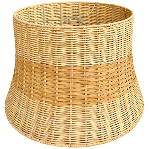 TOOTOO STAR Rattan lampshade 12" top x 15" bottom x 10" high hand woven Wicker Lamp shade. Suitable for floor lamps, table lamps and E26 Pendant Lights shades