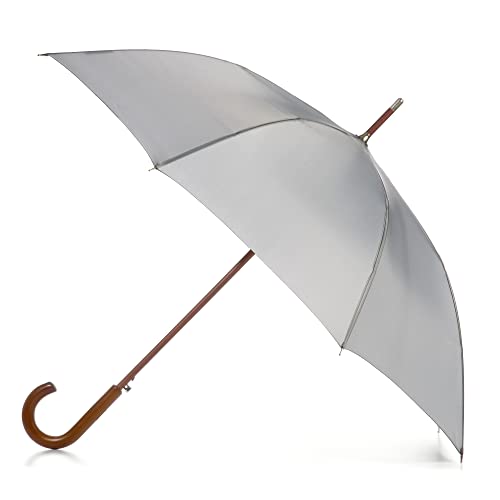 totes Eco Auto Open Wooden Handle J Stick Umbrella, Olive