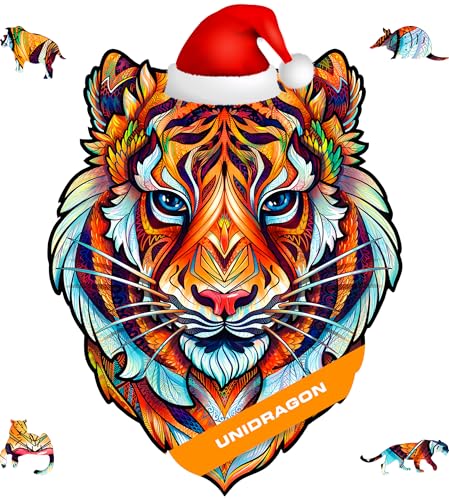 UNIDRAGON Wooden Jigsaw Puzzles - Lovely Tiger, 273 pcs, King Size 11.7"x14.7", Beautiful Gift Package, Unique Shape Best Gift for Adults and Kids