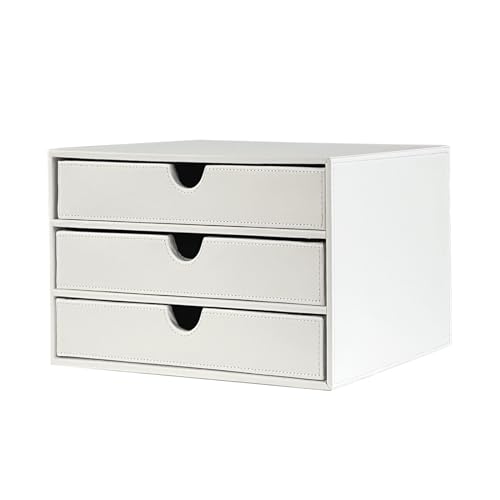 UnionBasic Document Organizer, 3-Drawer File Cabinet Document Storage Box, Office Desktop Filing Organizer, White