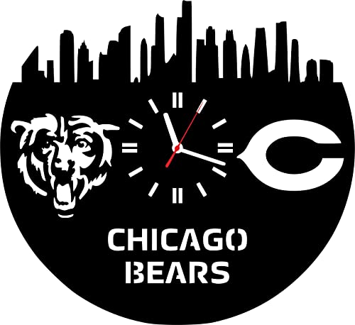 Wooden Wall Clock Sports Chicago Team Football Gifts for Men Women Boys him her Lover - Unique Home Decor Accessories - Birthday idea for Fans