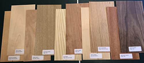 Wood Veneer Pieces 10-6” x 12” Pieces Domestic 1/42” Thickness Variety